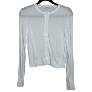 Madewell NWT White 100% Cotton Crewneck Cardigan Sweater Women's Size Small S